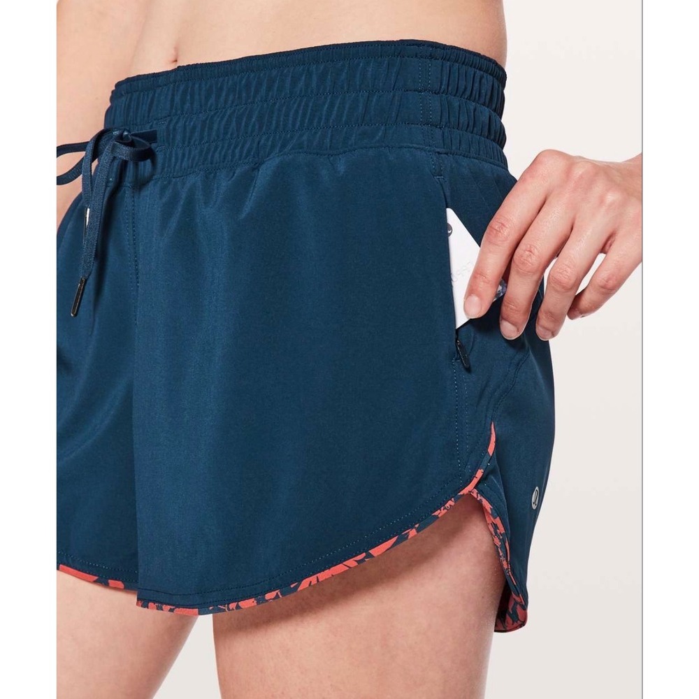Lululemon Choose a Side Reversible 2.5 Shorts Navy Orange Floral Running Hiking